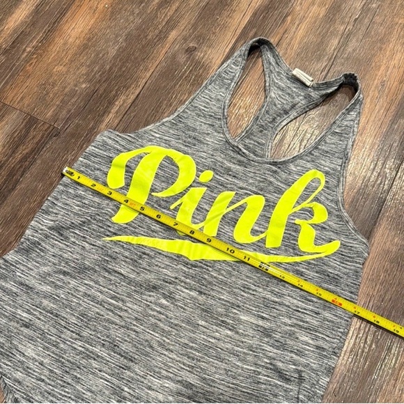 PINK Victoria’s Secret Racerback Tank Top | Neon Logo | Gray | Size Small - Picture 5 of 6